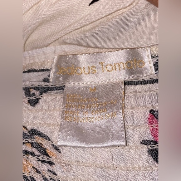 Jealous Tomato Dress M White Off The Shoulder Maxi Lined Floral Peasant Coquette - Picture 3 of 8